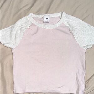 TNA Light Pink and Heather Gray Raglan Tee